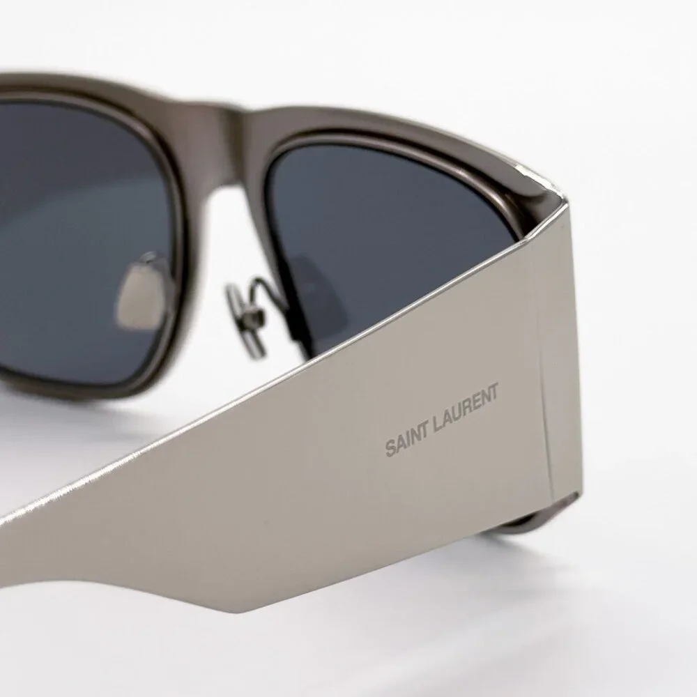 NEW SAINT LAURENT SL636 002 SUNGLASSES MEN SILVER SQUARE SL 636 002 SUNGLASSES